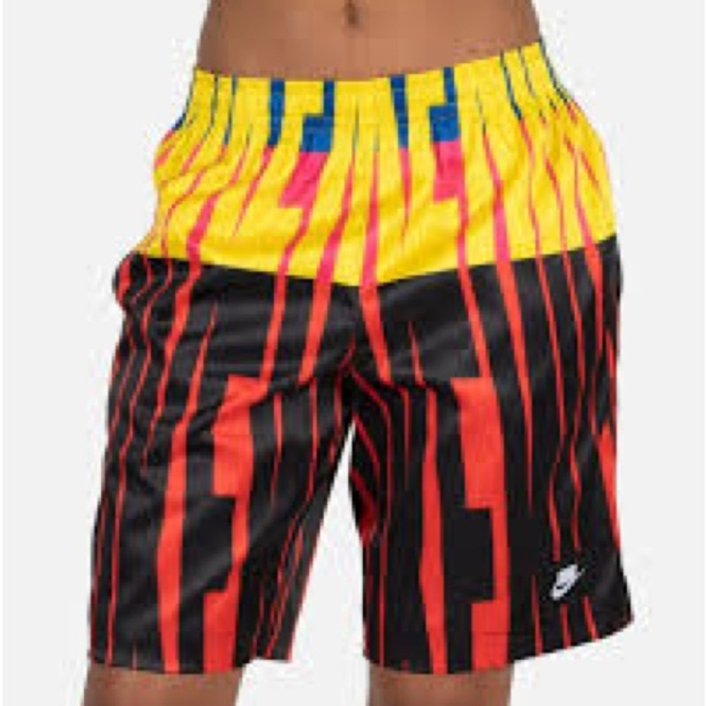 Nike Sportswear NSW AOP Silky Boxing Shorts Red, Black, & Yellow Size: Large